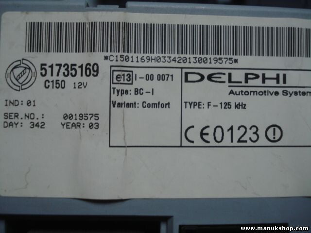 Zentralsteuergerät Fiat Punto 188 51735169 0051735169 DELPHI IND.01