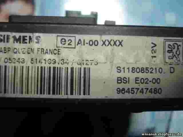 Sicherungskasten Xsara Berlingo Peugeot 206 Partner 9645747480 S118085210D