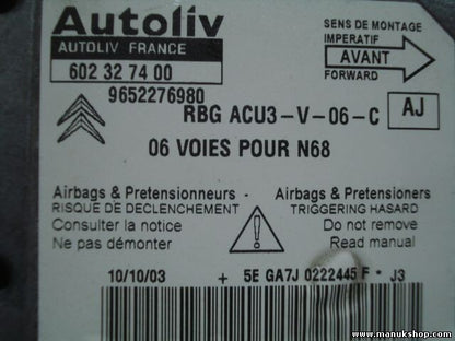 Airbagsensor Airbagsteuergerät Citroen Xsara Picasso 1.6 2005 (AJ) 9652276980