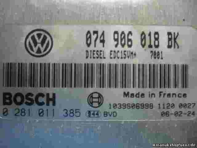 Motorsteuergerät VW  LT TDI 2.5 AVR 074906018BK 1039S06998 BOSCH 0281011385