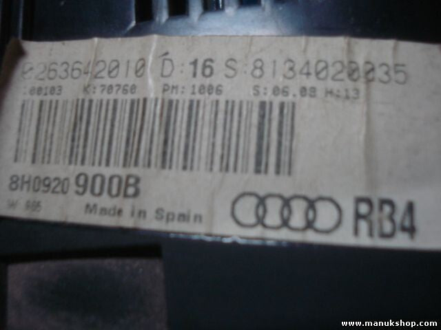 Kombiinstrument Tacho Audi A4 S4 8H0920900B 8H0 920 900 B 8HO920900B