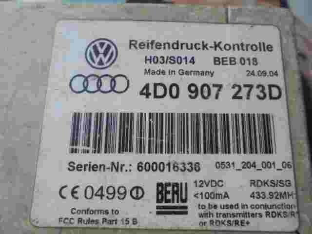 Steuergerät Reifendruck Audi A8 D2 4D A6 4D0907273D 4DO907273D H03/S014 BEB018