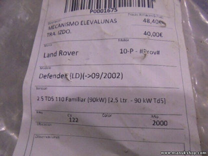 Fensterheber elektrisch hinten Links Land Rover Defender LD 2 2.5 TD5 CVH101250