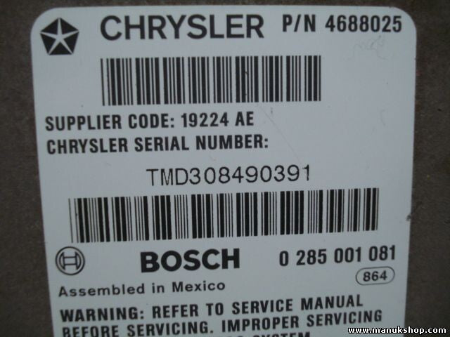 Airbagsensor Airbagsteuergerät Chrysler Voyager 4688025 19224AE 0285001081