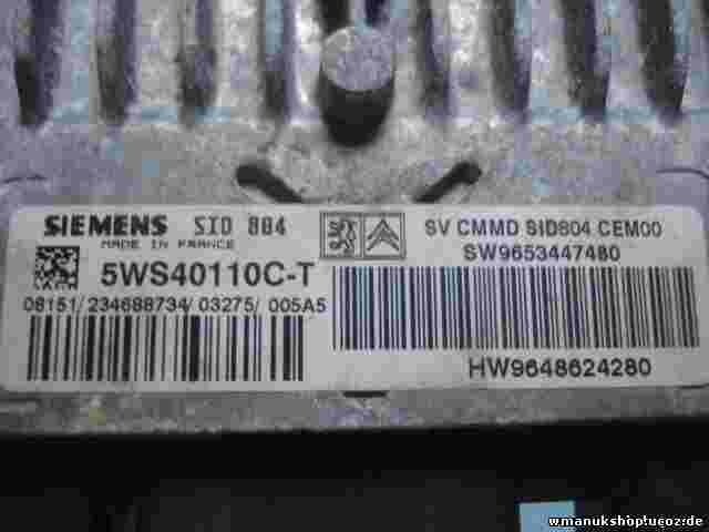 Motorsteuergerät Citroen SW9653447480 9653447480 HW9648624280 5WS40110C-T