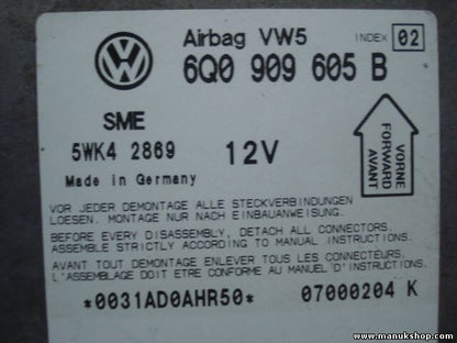 Airbagsensor Airbagsteuergerät VW Volkswagen 6Q0909605B 6QO909605B INDEX 02