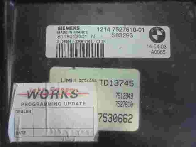 Motorsteuergerät BMW Mini Cooper R50 1214752761001 SIEMENS S118012001N 7530662