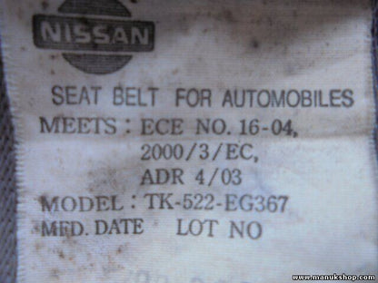 Sicherheitsgurt Gurt Nissan Pick-up D22 TK522EG367 TK-522-EG367 TK 522 EG367