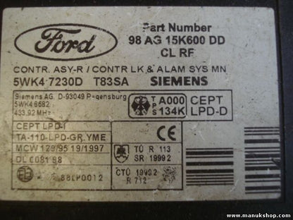Komfortsteuergerät KSG Ford 98 AG 15K600 DD 98AG15K600DD SIEMENS 5WK47230D