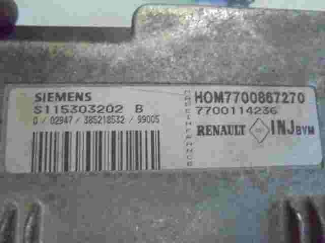 Motorsteuergerät  Renault Clio II HOM7700867270 7700114236 SIEMENS S115303202B