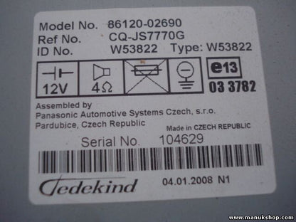 Radio CD Toyota Corolla TUNE-FILE 86120-02690 CQ-JS7770G 8612002690 CQJS7770G