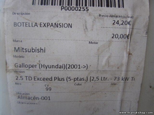 Kühlmittel ausgleichsbehälter  Mitsubishi Hyundai Galloper 1991 -2003 PP SAE 5PP