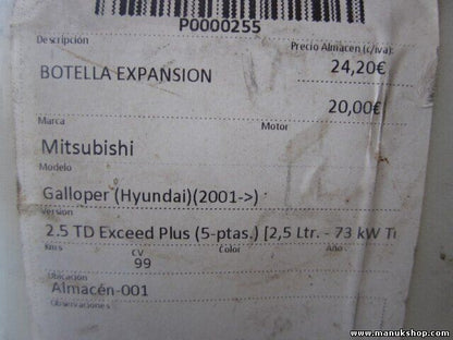 Kühlmittel ausgleichsbehälter  Mitsubishi Hyundai Galloper 1991 -2003 PP SAE 5PP