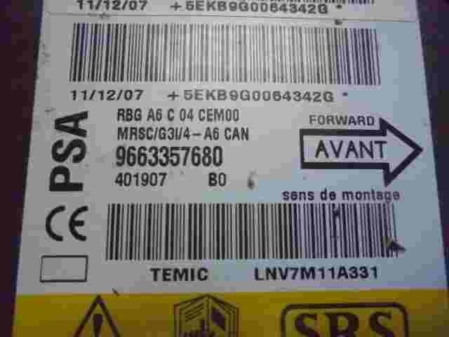 Airbagsensor Airbagsteuergerät  Citroen C2 9663357680 Temic LNV7M11A331
