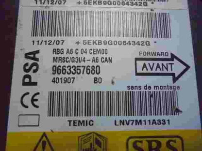 Airbagsensor Airbagsteuergerät  Citroen C2 9663357680 Temic LNV7M11A331