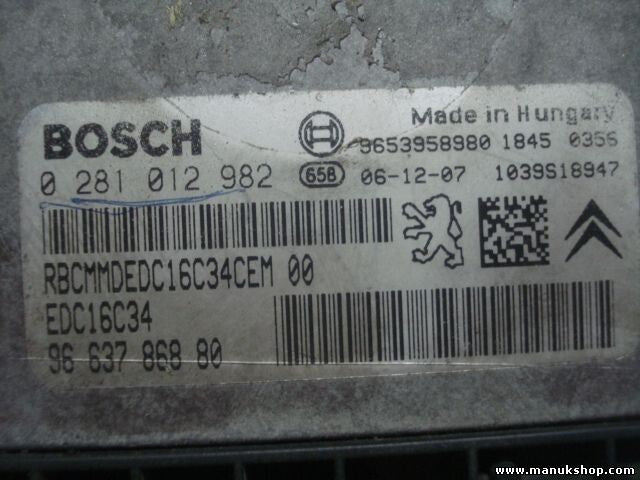 Motorsteuergerät Scudo Jumpy Scudo EDC16C34 9663786880 9653958980 0281012982