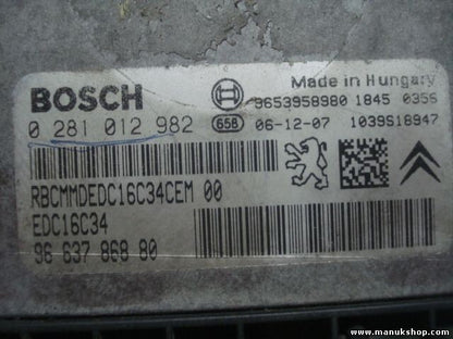 Motorsteuergerät Scudo Jumpy Scudo EDC16C34 9663786880 9653958980 0281012982