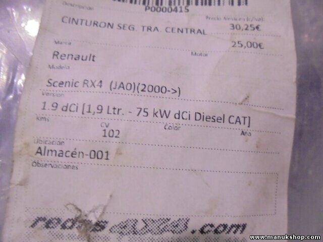 Sicherheitsgurt Gurt Renault Scenic RX4 1.9 DCI 75 KW DCI A19