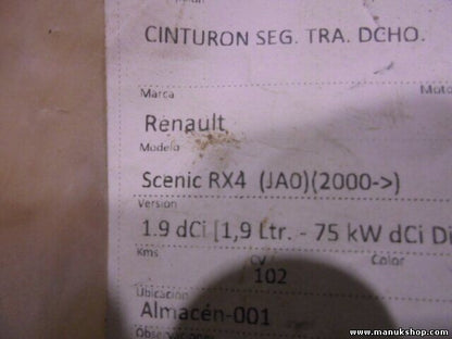Sicherheitsgurt Gurt Renault Scenic RX4 1.9 DCI 75 KW A509278 AC51 A509278AC51