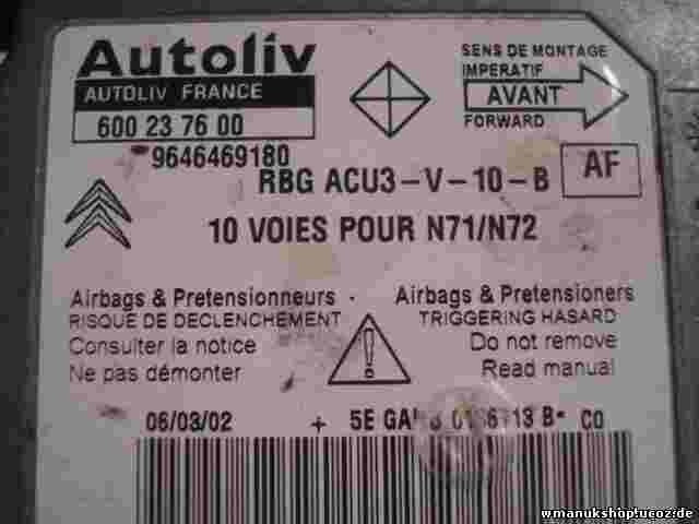 Airbagsensor Airbagsteuergerät Citroen Xsara (AF) 9646469180 600237600