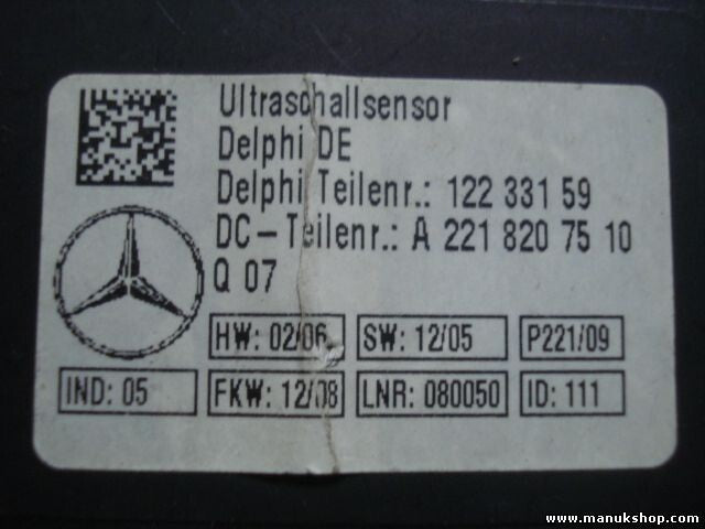 Leseleuchte Ultraschallsensor Mercedes W221 S-Klasse A2218207510 DELPHI 12233159