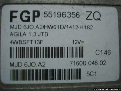 Motorsteuergerät Opel Agila 1.3 JTD Z13DT 2003-2007 7160004602 55196356ZQ
