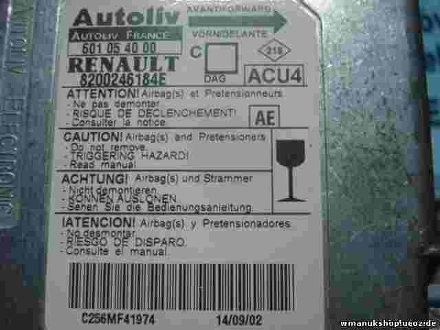 Airbagsensor Airbagsteuergerät Renault Megane 2 (AE) 8200246184E 601054000