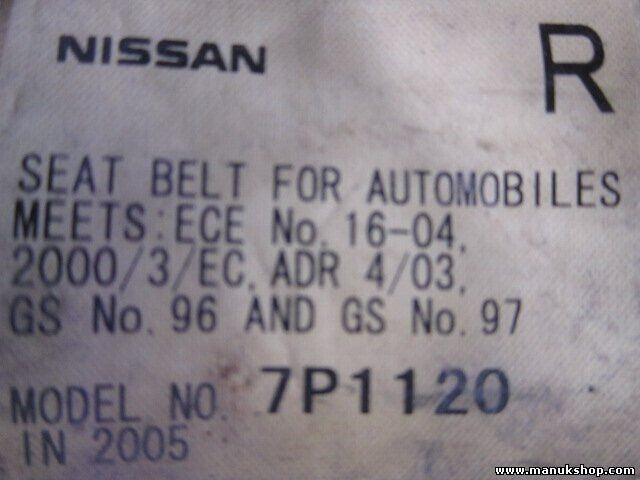 Sicherheitsgurt Gurt Nissan Pathfinder R51 7P1120 2000/3/EC ADR403 ADR 4/03