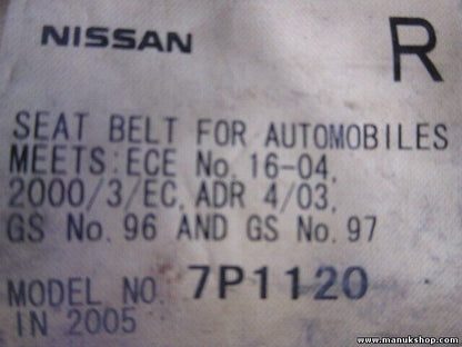 Sicherheitsgurt Gurt Nissan Pathfinder R51 7P1120 2000/3/EC ADR403 ADR 4/03