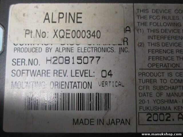CD Changer Land Rover Freelander Alpine 6 Disc XQE000340 XQE 000 340 H20815077