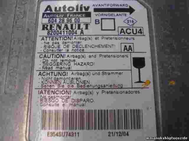 Airbagsensor Airbagsteuergerät  Renault Megane 2 II (AA) 8200411004A 604289600B