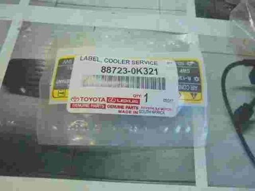 Label Cooler Service Toyota Lexus Hilux 887230K321 88723-0K321