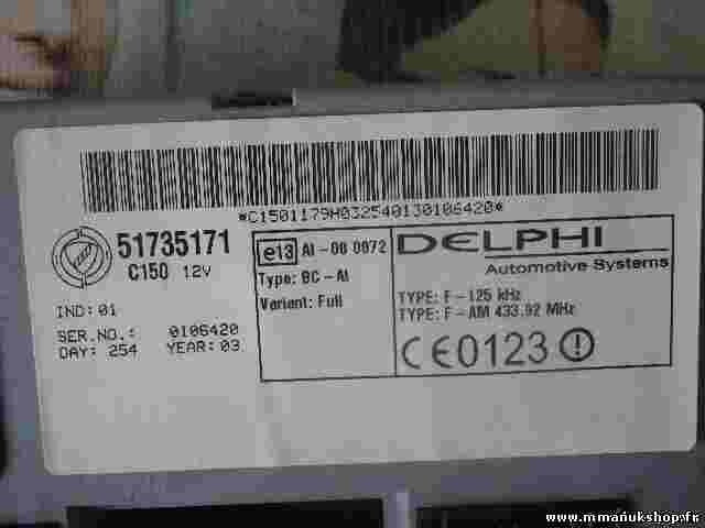 Zentralsteuergerät Fiat Doblo Punto  Type BC-AI  DELPHI 51735171 0051735171