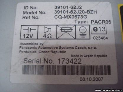 Radio CD Suzuki 05-09 39101-62J2 3910162J2 39101-62J20-BZH 3910162J20BZH