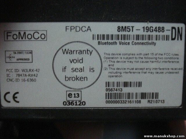 Bluetooth Teléfono Ford Transit 2006 7847ARX42 8M5T19G488DN R210713 A12346839