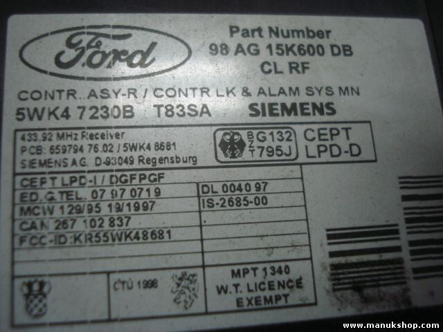 Komfortsteuergerät KSG Ford Focus 98AG15K600DB 98 AG 15K600 DB SIEMENS 5WK47230B
