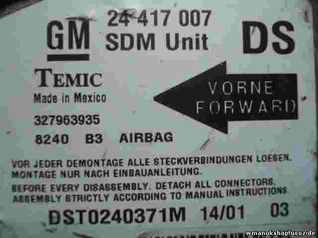 Airbagsensor Airbagsteuergerät Opel Corsa 24417007 DS 24417007DS TEMIC 327963935