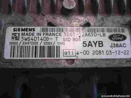 Motorsteuergerät Ford Fiesta  3S6112A650LB SID804 SIEMENS 5WS40140DT 5AYB J38AC