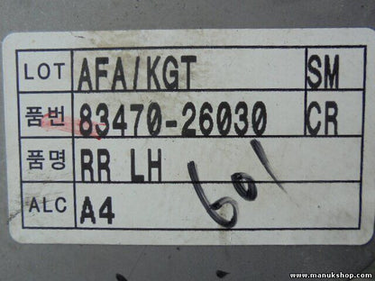 Fensterheber elektrisch hinten Links Hyundai Santa Fe 8347026030 RR LH SM CR