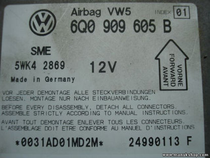 Airbagsensor Airbagsteuergerät VW Volkswagen 6Q0909605B 6QO909605B 5WK42869