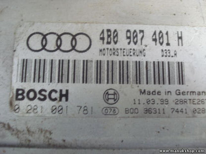 Motorsteuergerät Audi 4B0907401H 4B0 907 401 H 4BO907401H BOSCH 0281001781