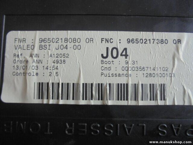 Sicherungskasten Peugeot 307 16V 1.4 HDi 9650218080 9650217380 VALEO BSI J04-00