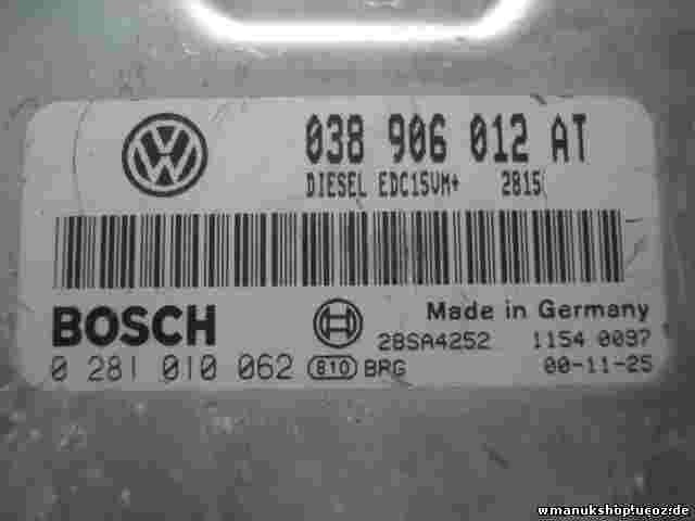 Motorsteuergerät  VW Audi Seat Skoda 038906012AT DIESEL EDC15VM 2815 0281010062