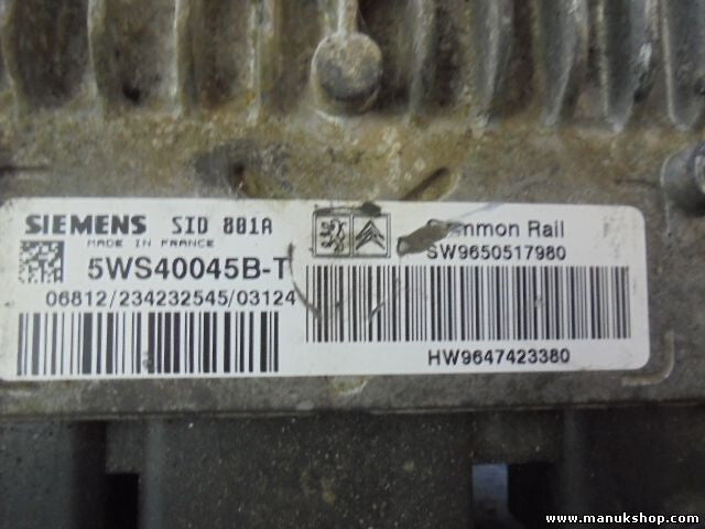 Motorsteuergerät Peugeot 307 5WS40045B-T SIEMENS SID801A SW9650517980 9647423380