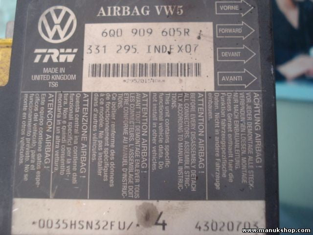 Airbagsensor Airbagsteuergerät Seat Ibiza 2002–06 INDEX 07 6Q0909605R TRW 331295