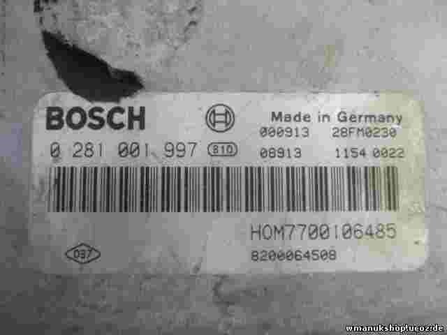 Motorsteuergerät Renault Laguna 1.9 HOM7700106485 8200064508 BOSCH 0281001997