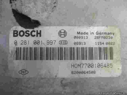 Motorsteuergerät Renault Laguna 1.9 HOM7700106485 8200064508 BOSCH 0281001997