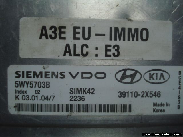 Motorsteuergerät Kia Rio 2004 391102X546 SIEMENS 5WY5703B SIMK42 A3E EU-IMM0