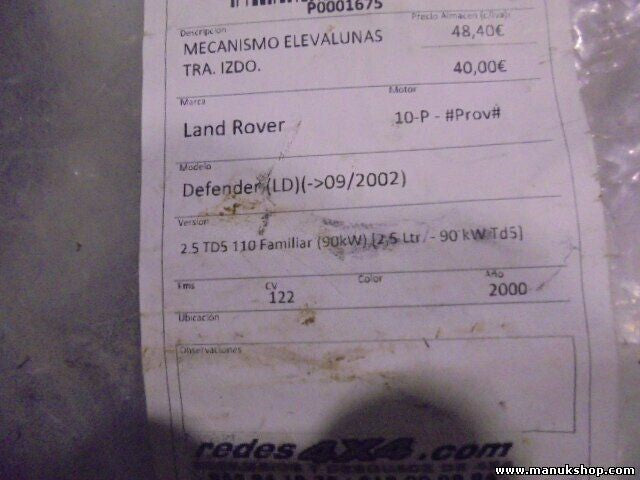 Fensterheber elektrisch hinten rechts Land Rover CUR100450 RL0204 TD5