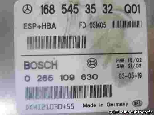 Steuergerät Mercedes-Benz W168 1685453532 Q01  FD03M08 BOSCH 0265109630